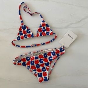 Gucci Kids Girls logo Bikini Multi In White/Red